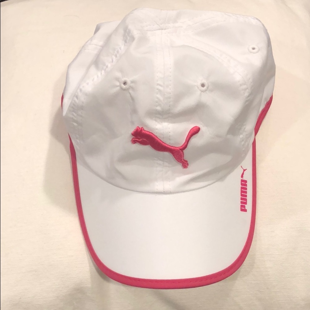 NWOT White with Pink Trim Puma Hat